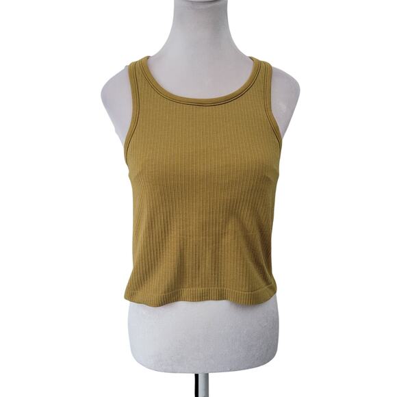 Lululemon Athletica Size 10 Ebb To Street Mustard Racerback Crop Tank - Picture 1 of 7